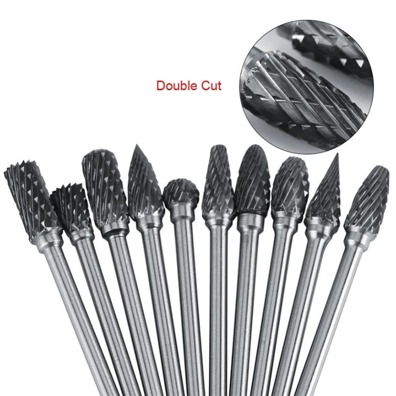 10Pcs/Box Rotary Burrs Metalworking Files Burr Bit Set 3Mm Shank 6Mm Cutting Head Diameter Promotion | Инструменты