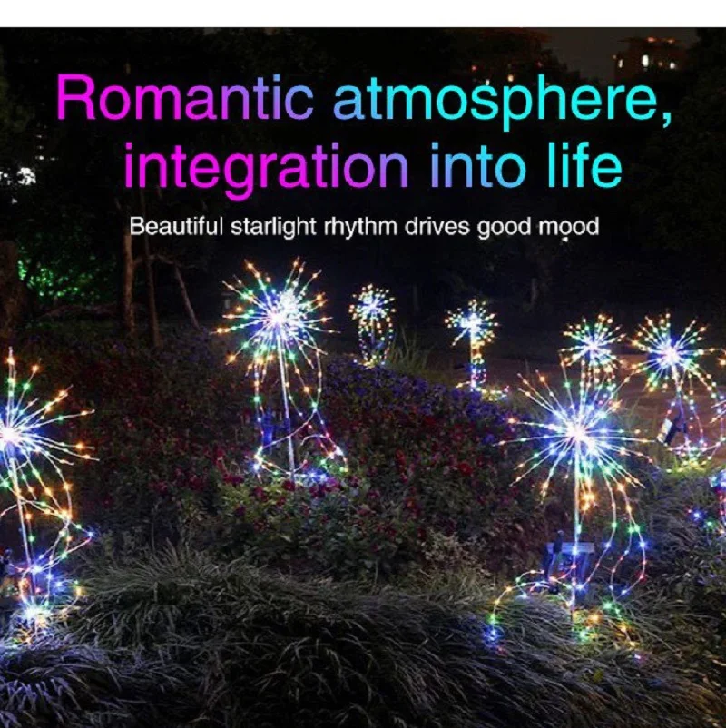 

2PCS Outdoor Waterproof Solar Firework Lights Christmas lights Fairy Light hanging Garden Lights DIY Shine curtain Light String