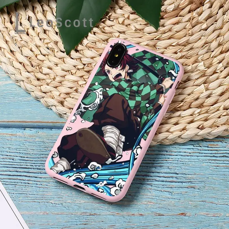 

Anime Demon Slayer Comics fire Phone Case Candy Color for iPhone 11 12 mini pro XS MAX 8 7 6 6S Plus X 5S SE 2020 XR
