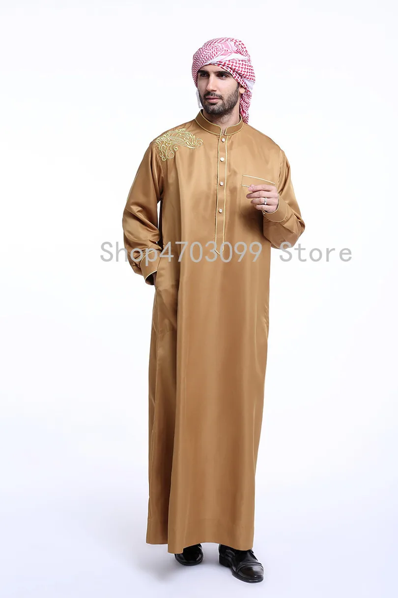 Fashion white Mens thobe arabic man dress islamic men saudi clothing