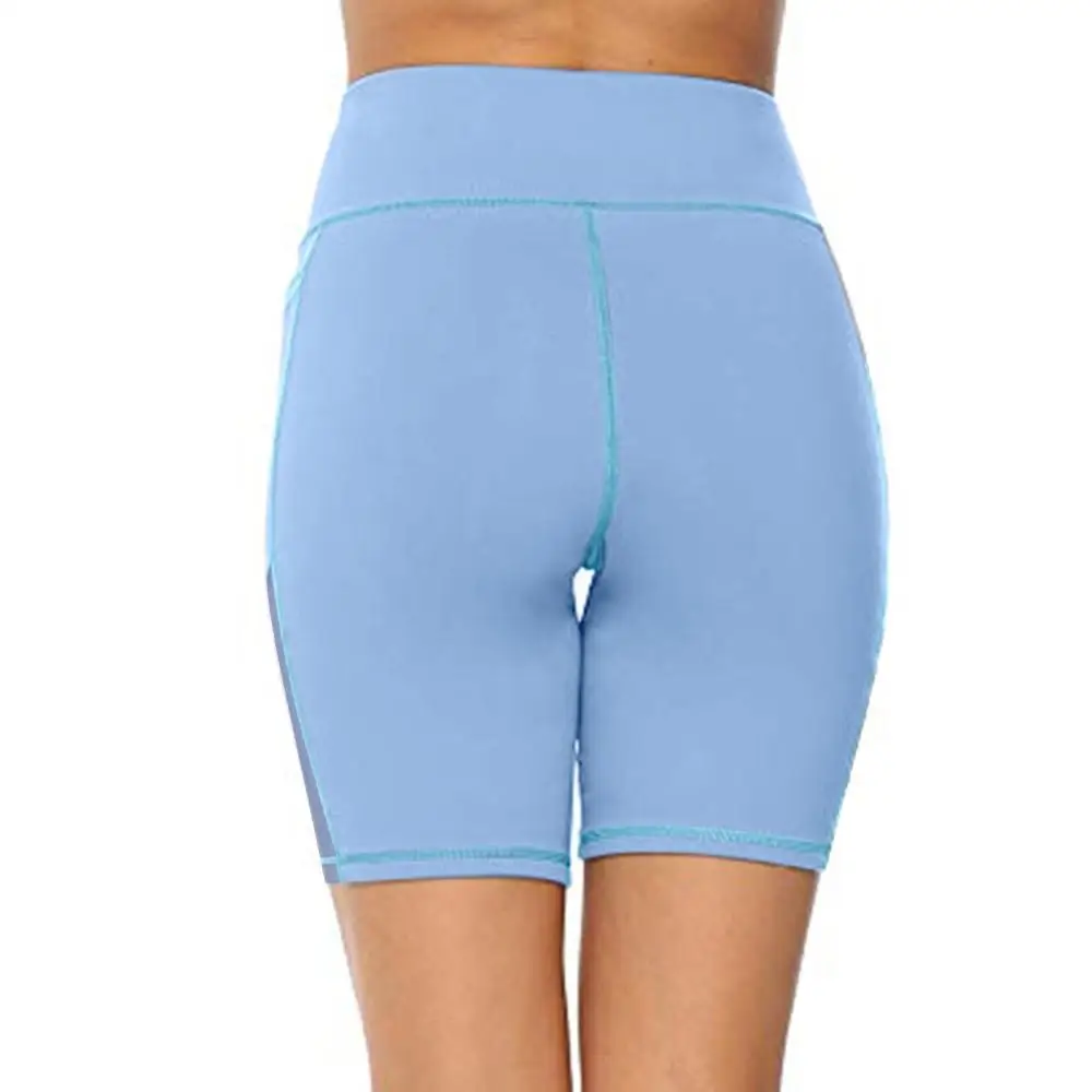 

Soild Color With Boy Shorts +pocket Sports Women's High Waist Yoga Shorts Abdomen Control Training Running Trousers Push Up