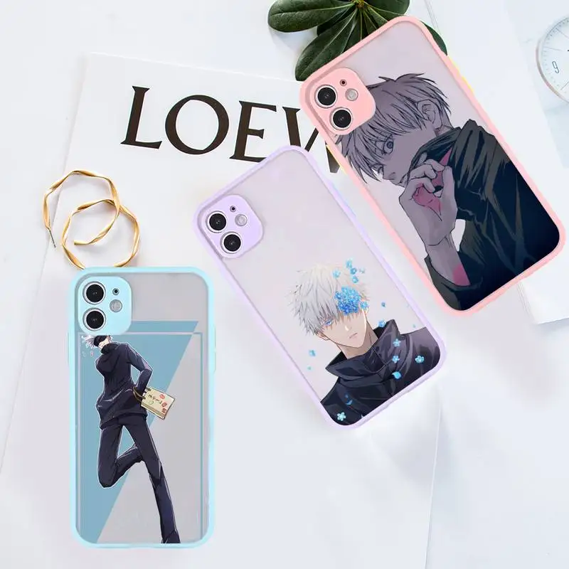 

Jujutsu Kaisen Yuji Itadori Fushiguro Phone Case For iPhone 12 11 Mini Pro XR XS Max 7 8 Plus X Matte transparent Purple Back