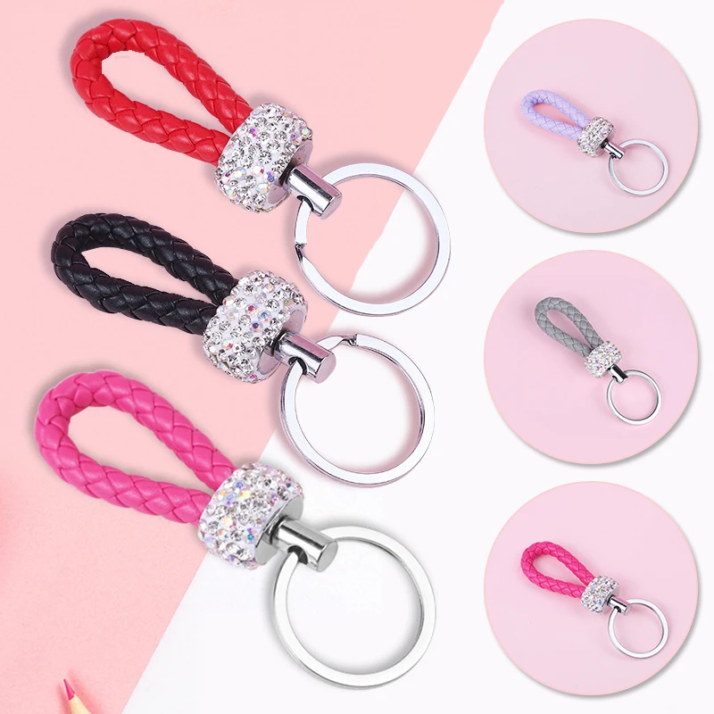 

The latest High quality Car Keychain cute net red version home Keychain pendant High-end diamond braided rope buckle Accessories