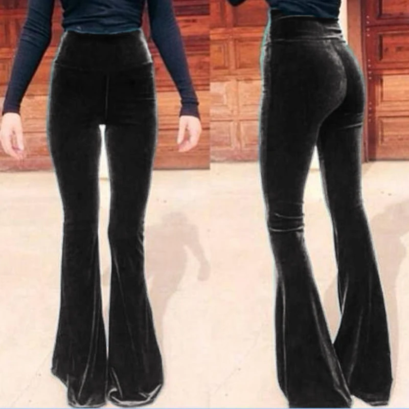 

2021 Autumn Women Flared Trousers Cross High Waist Stretch Plus Size Pants Solid Color Fashion Casual Ladies Flare Bottoms New