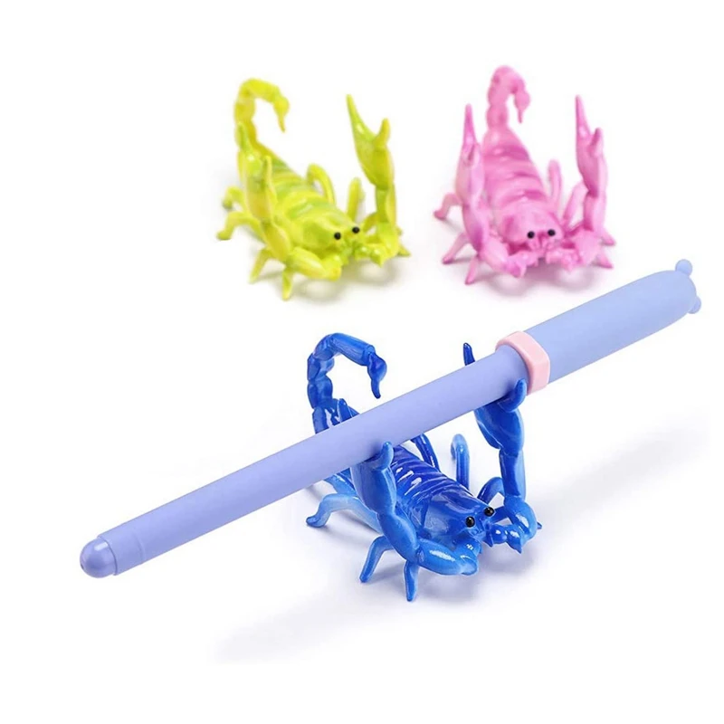 

2PCS Cute Scorpion Model Pen Holder Weightlifting Scorpion Bracket Storage Rack Pen Rack Gift Stationery, Blue & Green
