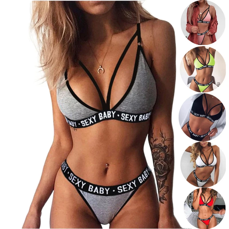 

Sexy Women Underwear Erotic Lingerie Set Deep V Exposed Hips Two-Piece Bras Briefs and Panties Sets Femme Solid Mesh Sleepwear