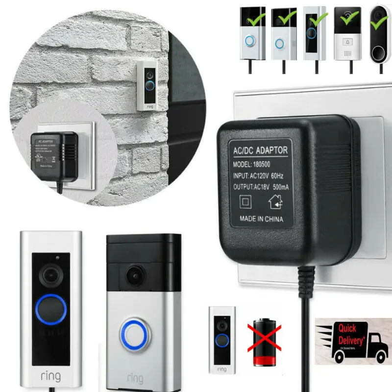 

2019 New Arrival Power Supply Battery Charger Battery Adapter For Ring Video Doorbell 1/2/2 Pro