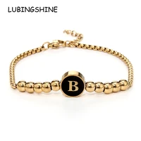 luxury couple stainless steel 26 initial letter charms chain bracelet gold color alphabet jewelry for women men jewelry