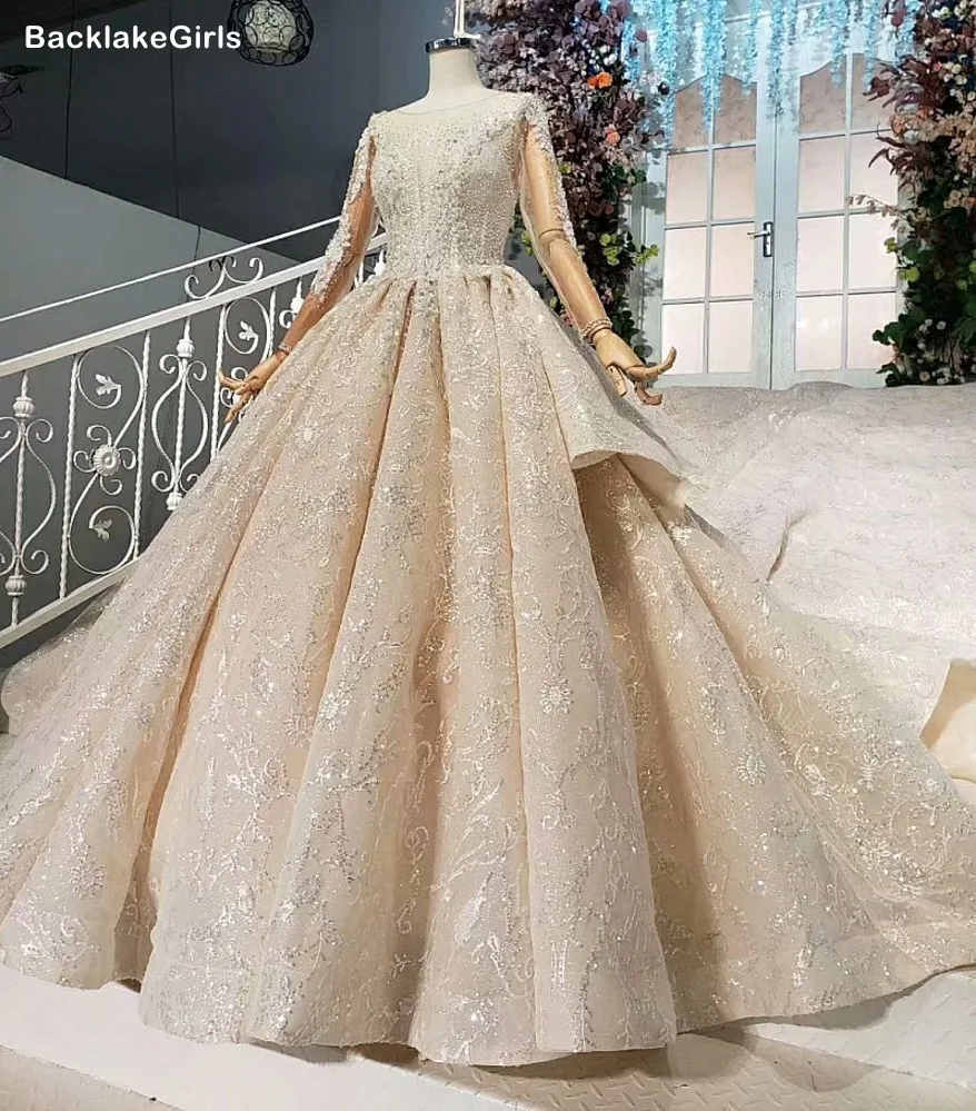 Vestido De Noiva 2020 элегантное кружевное свадебное платье с длинным рукавом и круглым
