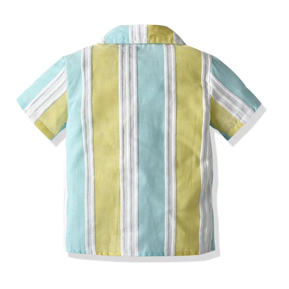 Conjunto de ropa para ni&ntilde;os peque&ntilde;os, camisa de manga corta, Tops, pantalones s&oacute;lidos, pantalones cortos, 4 piezas-3