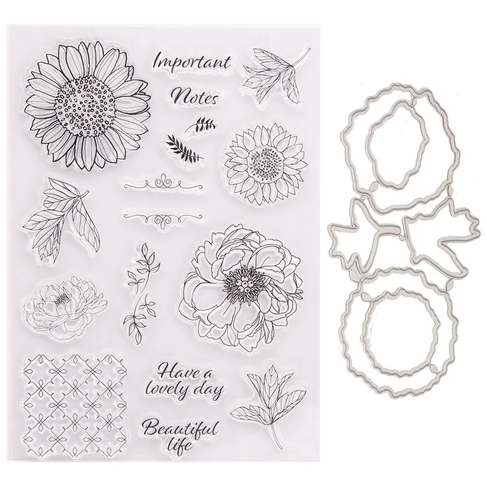 

Sunflower Clear Stamp and Die Card Hand Account Rubber Stamps for DIY Scrapbooking Card