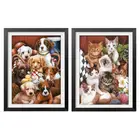 Вышивка QIUSI, Набор для вышивки крестиком сделай сам, полная вышивка, Рисунок собаки и кошки, вышивка крестиком, ручная работа, картина, подарок