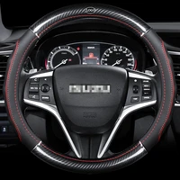 car carbon fiber leather steering wheel covers interior accessories 38cm for isuzu dmax d max mux mu x trooper car styling