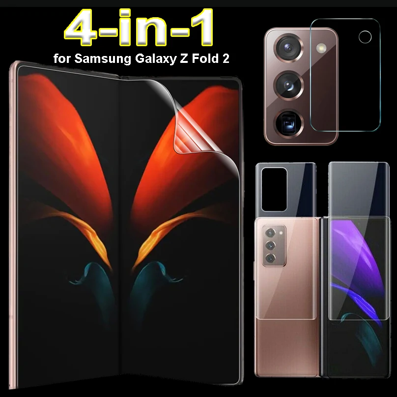 

4 In 1 Screen Protectors for Samsung Galaxy Z Fold 2 Front & Back Hydraulic Film Glass Camera Len Protective Screen Protector