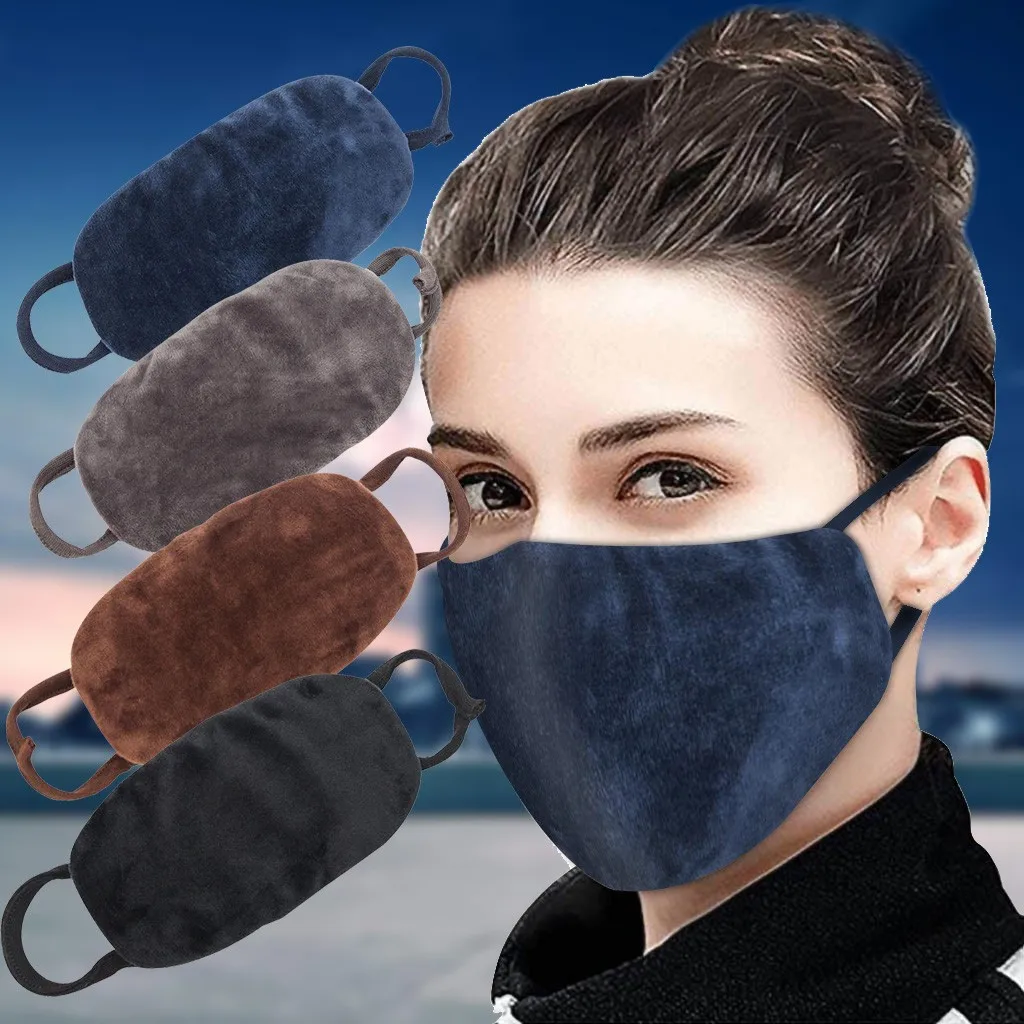 Мягкая Плюшевая теплая велосипедная маска для лица взрослых зимняя мультяшная