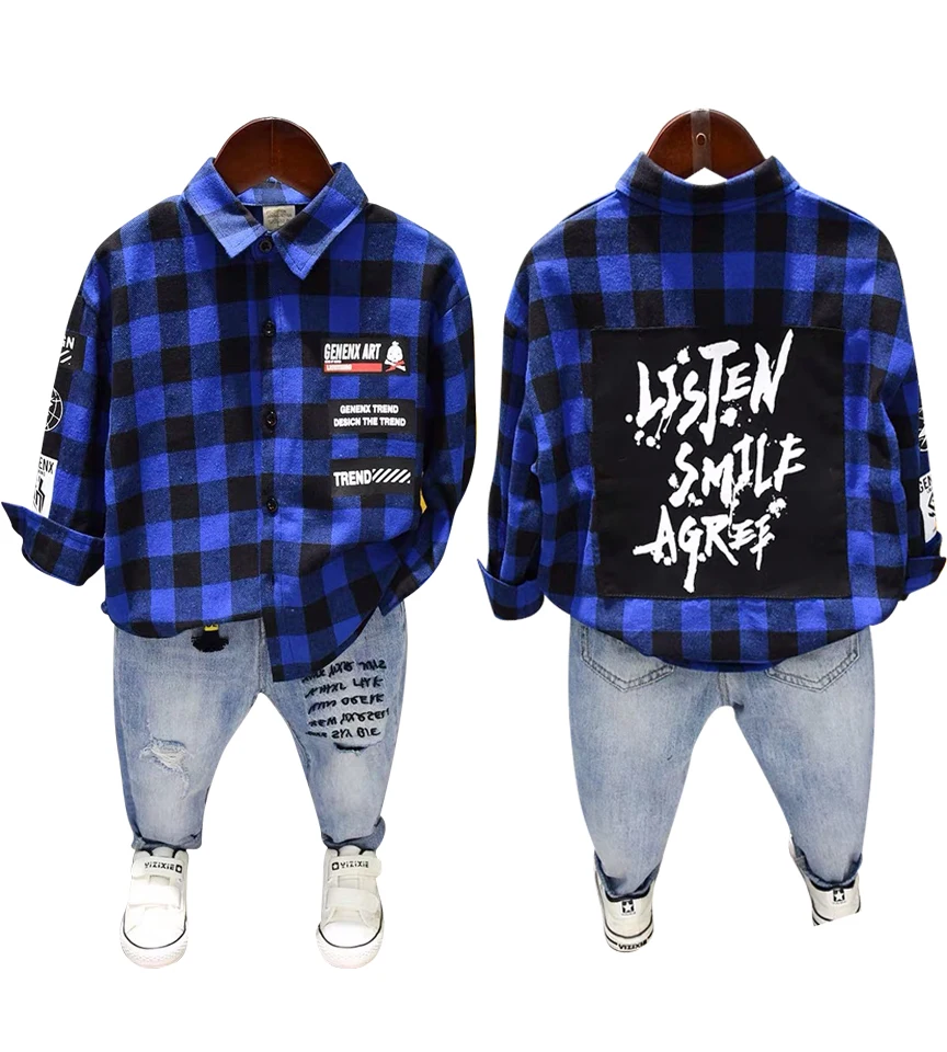 Рубашка для мальчиков на весну осень детская блузка топы малышей Базовая рубашка