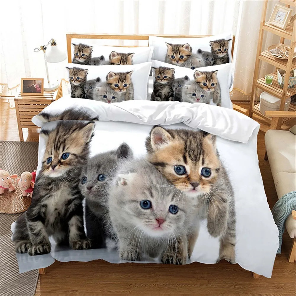 

3D Cats Bedding Set Queen Bedding Duvet Cover Set Bedding Set Bed Cover Cotton Queen Bedroom Bed Cover Set Bed Set Bedding