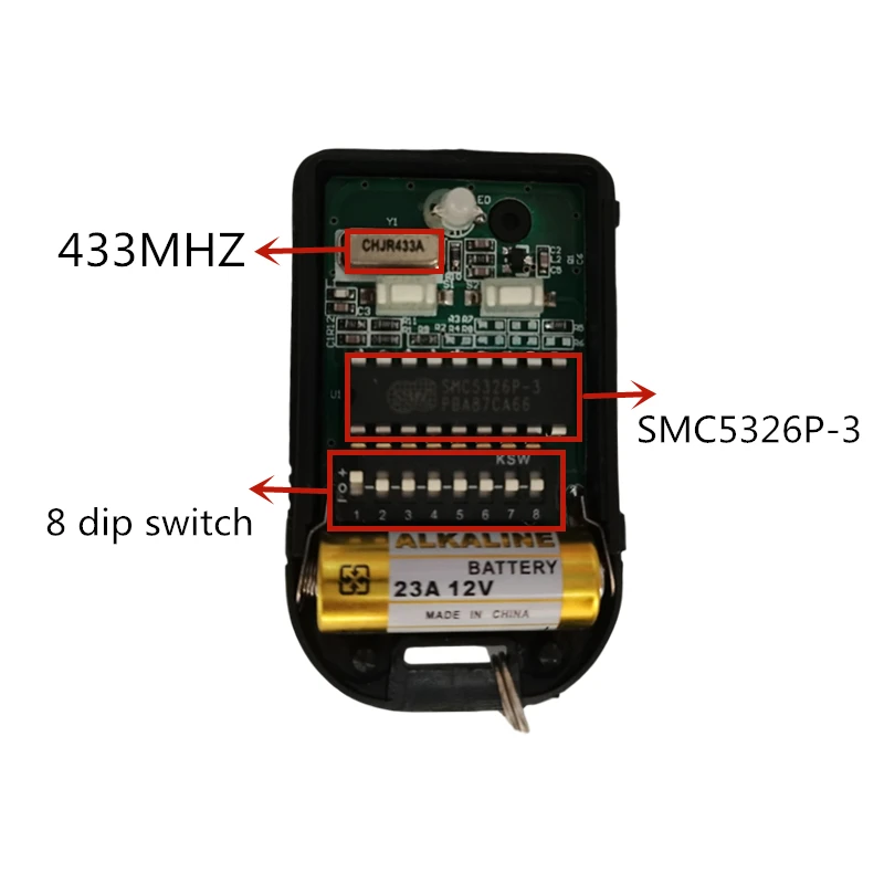 

1pcs SMC5326 8 DIP Garage door remote control receiver 2 pcs 2 ch 433MHz gate door opener for garage