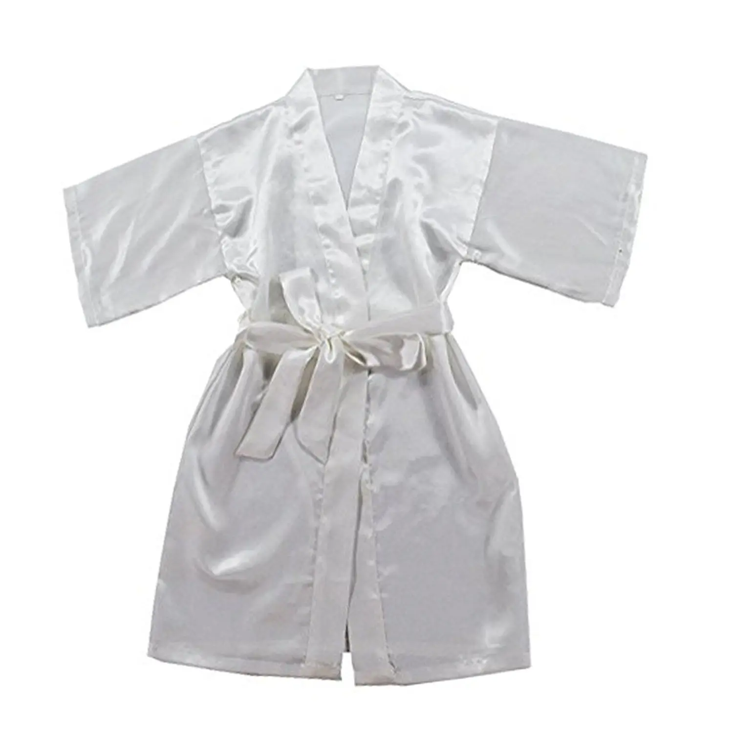 Flower Girl Kimono Robe Kids Sleepwear Nightwear Children Bathrobe Wedding Dress Floral Silk Satin Night Gown 4/8/12 Sizes Child