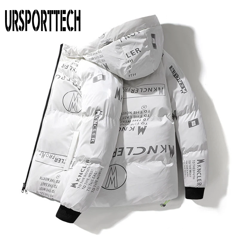 Зимняя мужская куртка повседневная Модная приталенная с буквенным принтом
