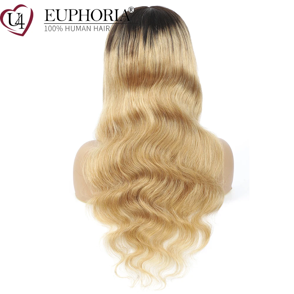 Ombre Blonde 27 Body Wave Hair Wig Brazilian Remy Full Machine Made Wigs With Bangs Red BURG Natural Colored EUPHORIA | Шиньоны и