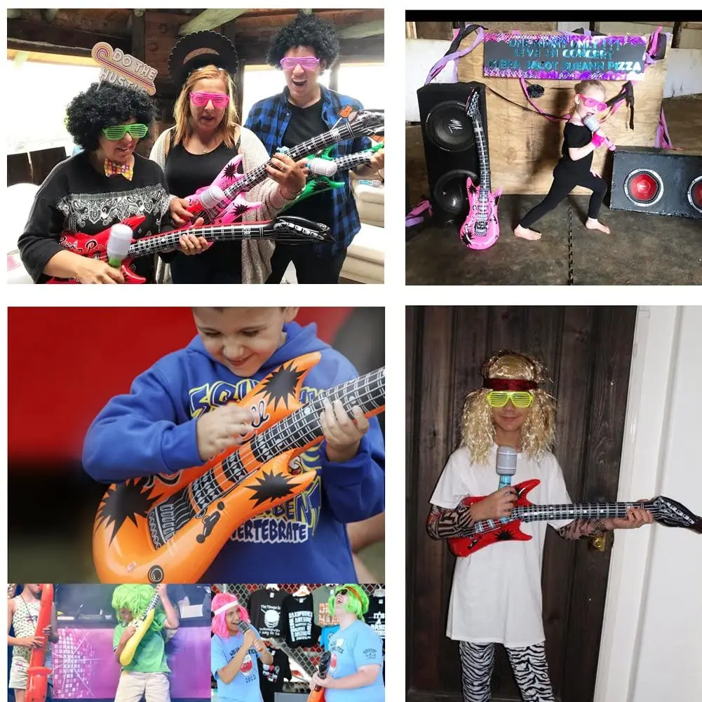 18pcs/Pack 80s Party Inflatable Rock Star Electronic Piano Guitar Saxophone Music Instruments Theme 90s Decorations - купить по