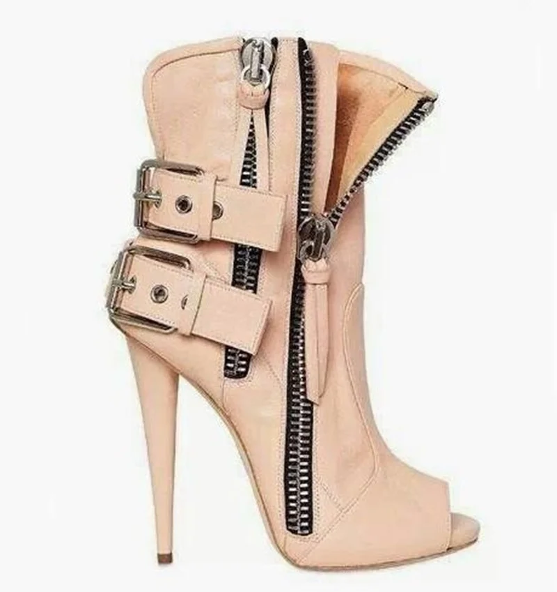 Ботильоны женские на двойной молнии ботинки гладиаторы в стиле панк с открытым