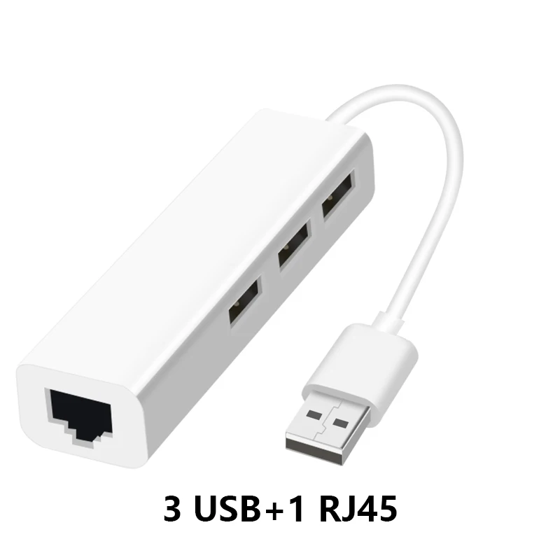 USB Ethernet с 3 портами usb-хаб 2,0 RJ45 Lan сетевая карта USB в Ethernet адаптер для Mac iOS Android PC RTL8152 USB 2,0 концентратор - Цвет: USB