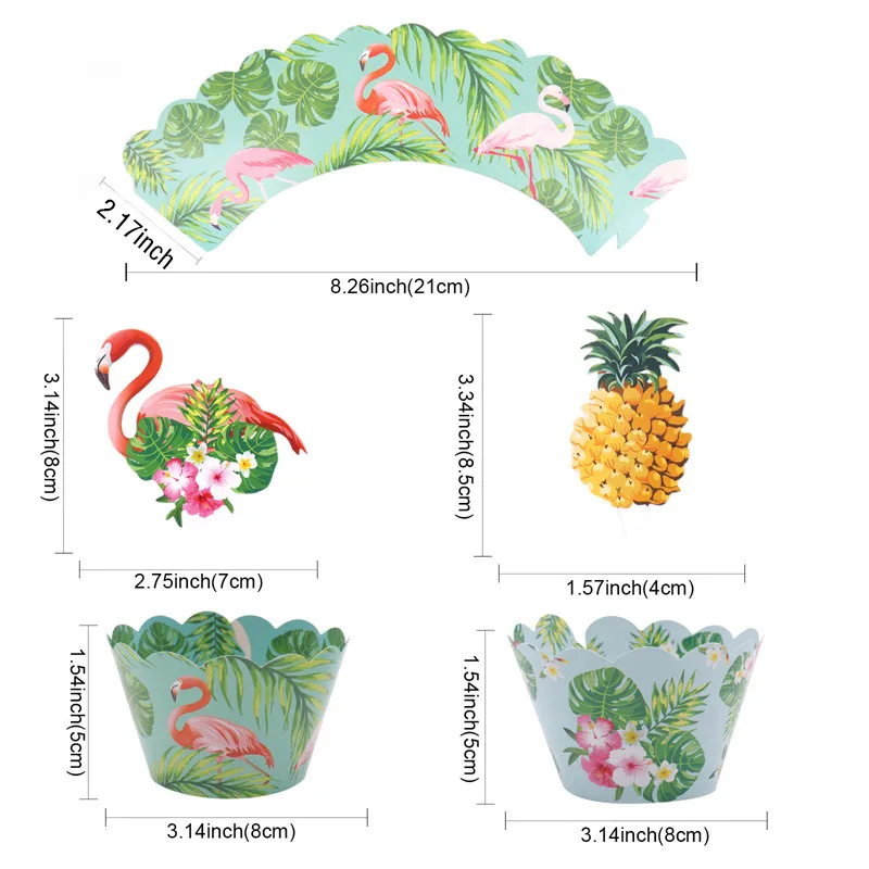 24 шт. тропический лес Фламинго ананас капкейк украшения для дня рождения детский