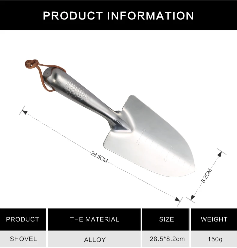 Small shovel garden tool small spade light metal garden shovel garden digging with scale