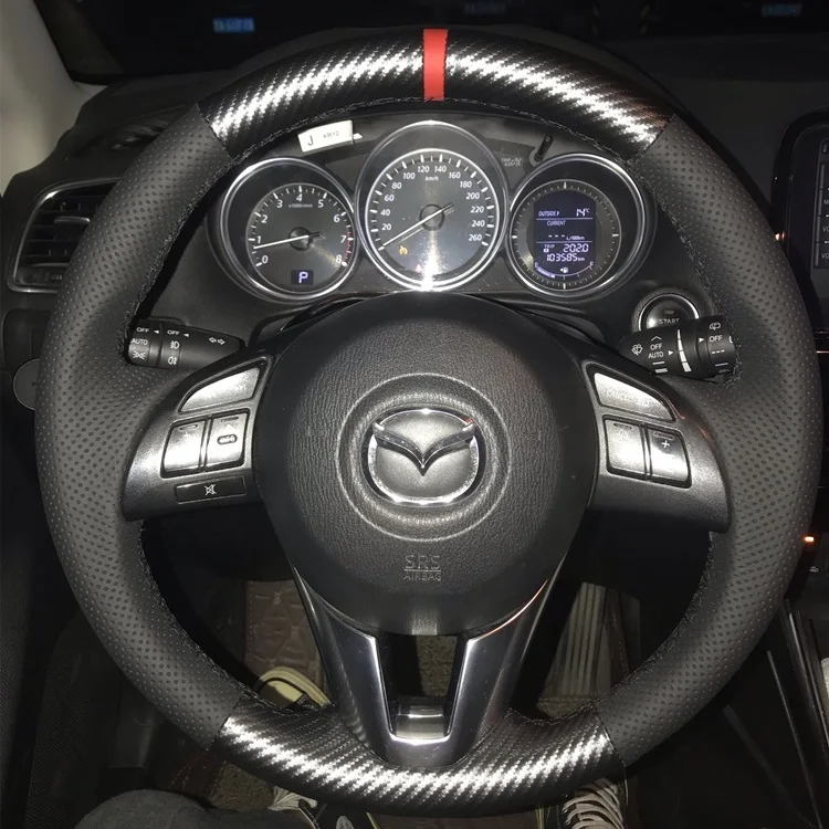 

Чехол на руль из углеродного волокна для Mazda 3/6/Axela onxela atenza CX3 CX4 CX5