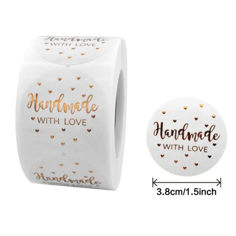 

500pcs Thank You Handmade with Love Stickers Seal Label for Wedding Christmas Gift Package Stationery Sticker