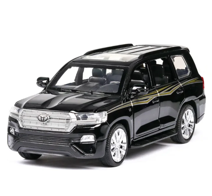 Новинка 1:32 литой под давлением литой автомобиль Toyota Land Cruiser модель автомобиля оттягивающийся звуковой светильник игрушечные машинки для детей друзья игрушки подарки машинки