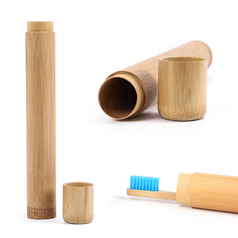 Reusable Bamboo Tube Eco-friendly Jar Portable Tea Canister Lid Handmade Natural Container Round Toothbrush Storage Box | Дом и сад