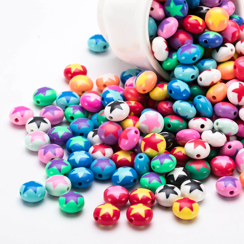 Бусины 12 мм из полимерной глины с узором в виде звезд для изготовления ювелирных