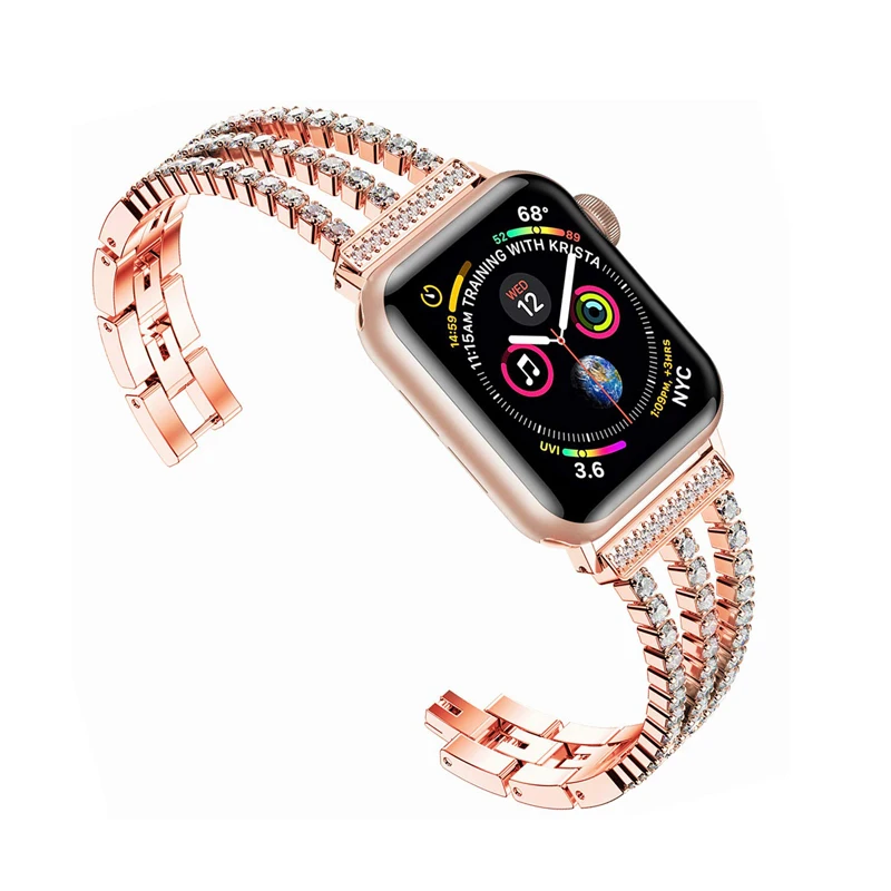 Ремешок из нержавеющей стали для Apple Watch band 38 мм 42 женский браслет с алмазными