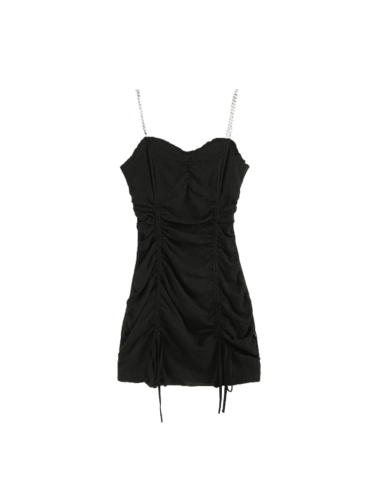 

Tube top strap dress female tight-fitting hip skirt drawstring folds sexy scheming hot girl style skirt tide