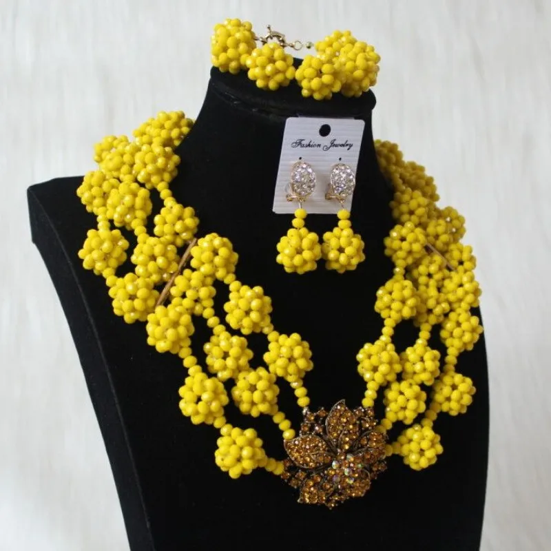 Ювелирные наборы африканские желтые шары нигерийские Свадебные комплекты