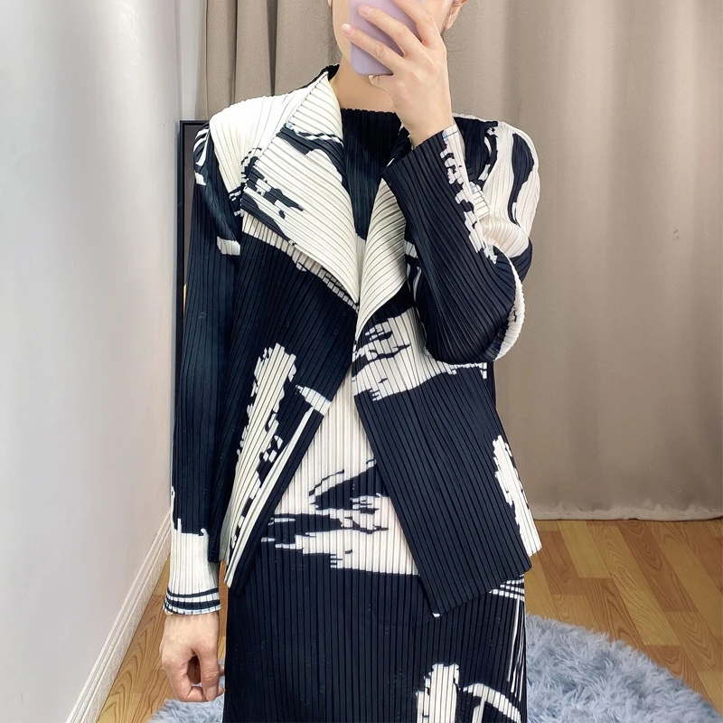 

Женская плиссированная куртка Changpleat, Свободный кардиган с длинным рукавом, большие размеры, весна 2021