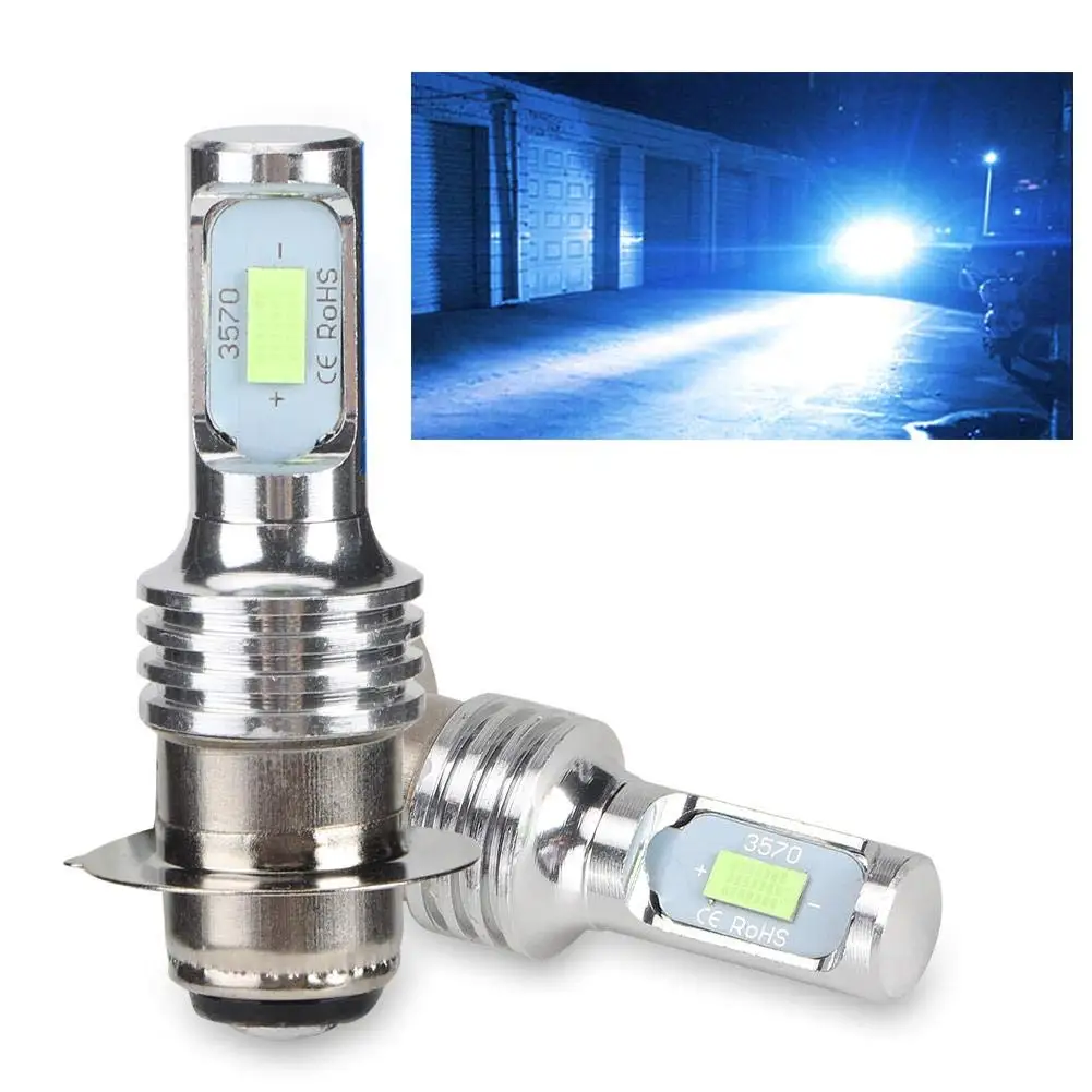 

2Pcs H6 P15D 80W 3570 2SMD 8000K Motorcycle Headlight Hi-Lo Beam Motorbike Scooter ATV HeadLamp Fog Light DC12-24V