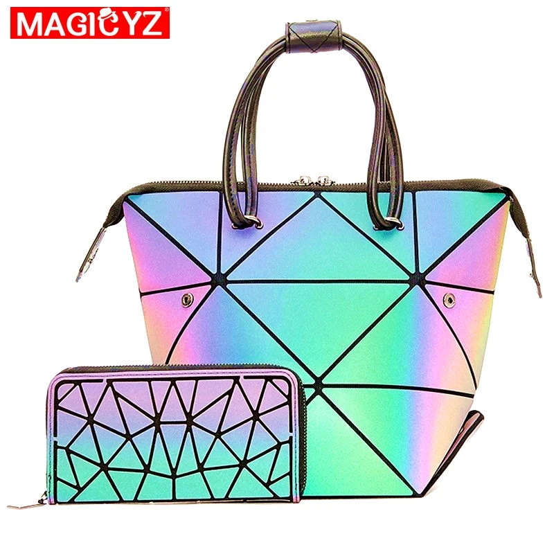 Светящийся Набор сумки через плечо для женщин 2021 геометрические деформированные