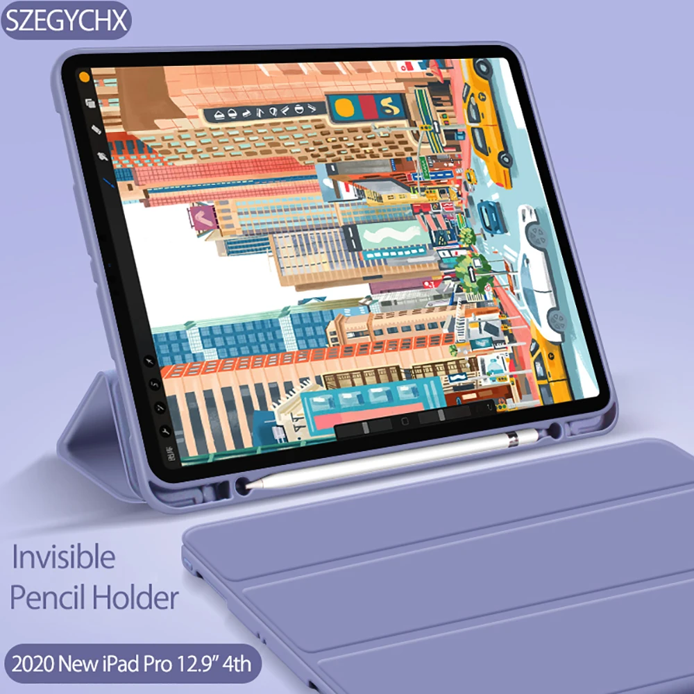 

Чехол с карандашом для iPad Pro, 11 дюймов, чехол из искусственной кожи, мягкий силиконовый смарт-чехол для iPad 11 ", A80, A2013, A1934, a1989