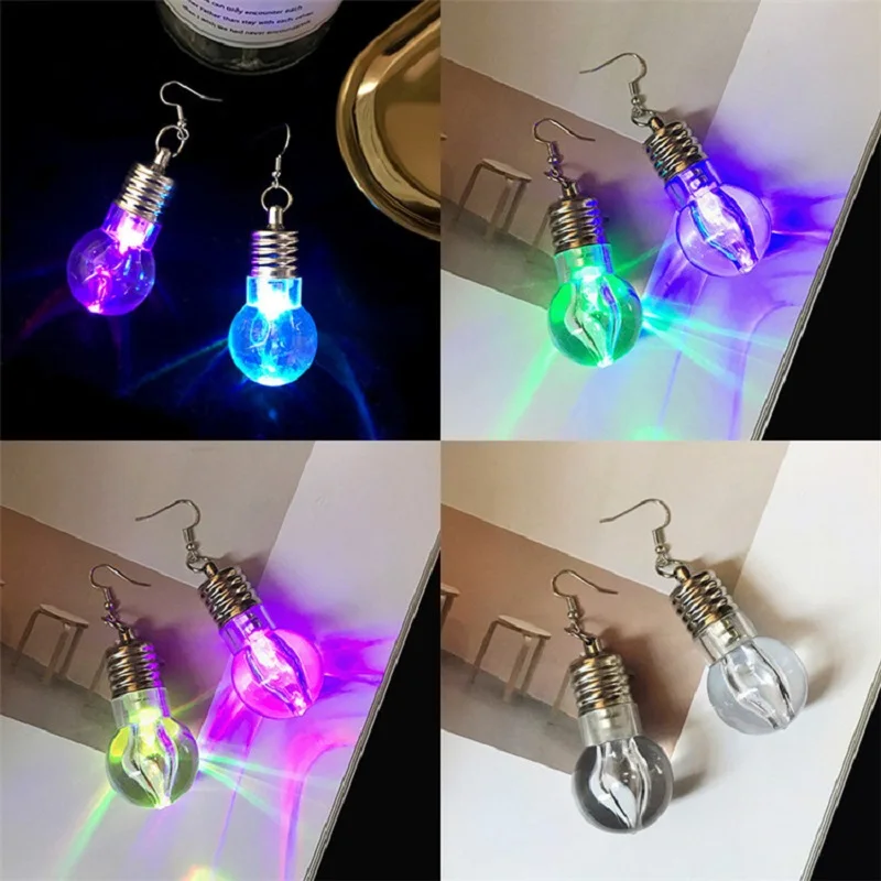 

2020 New Women Fashion Unique Design Funny Light Bulbs Drop Earrings Women Luminous Dangle Brincos Friends Gifts Party Jewelry