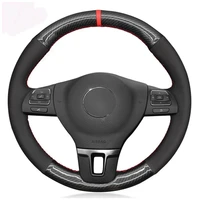car steering wheel cover hand stitched soft black suede carbon fiber for volkswagen vw tiguan lavida passat b7 jetta mk6 mk5