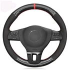 Чехол рулевого колеса автомобиля сшитые вручную мягкие черные замшевые Углеродные волокна для Volkswagen VW Tiguan Lavida Passat B7 Jetta Mk6 MK5