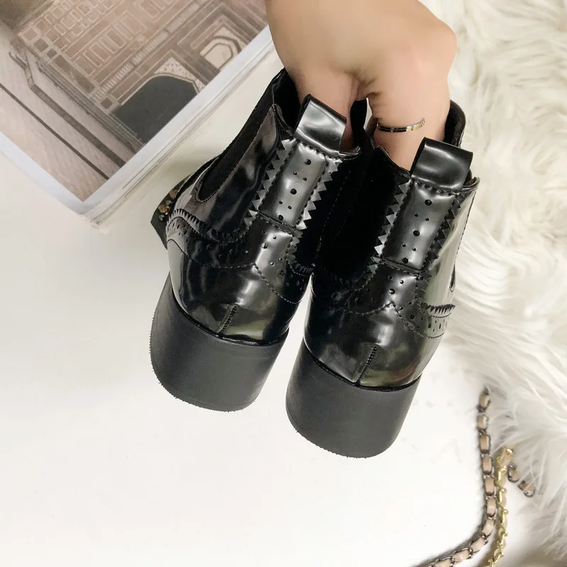 Ботильоны с металлическим украшением женские ботинки заклепками в стиле панк