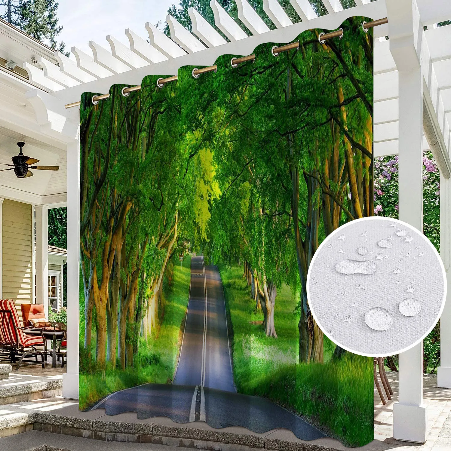 Offerte Nuova Stampa 3D Impermeabile Tenda Esterna Antiruggine Passacavo Tenda Della Finestra Superiore Tende Per Portico, Pergolato E Sala Da Sole