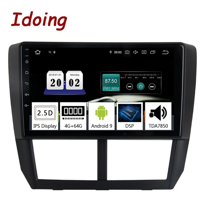 Idoing 9 &quotАвтомобильный Android9.0 Радио мультимедийный плеер для Subaru Forester 2008 2012 PX5 4G + 64G