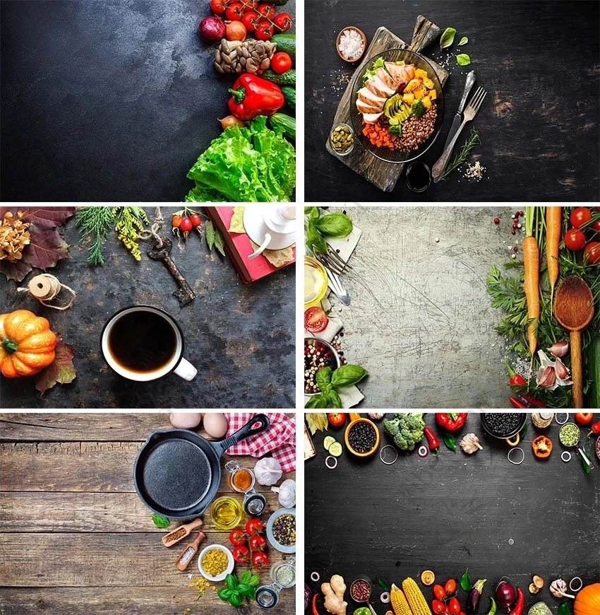 

Food Photography Background Grunge Wall Vegetables Kitchen Meat Food Backdrops Decoration Wood Board Dark Cement Studio Props