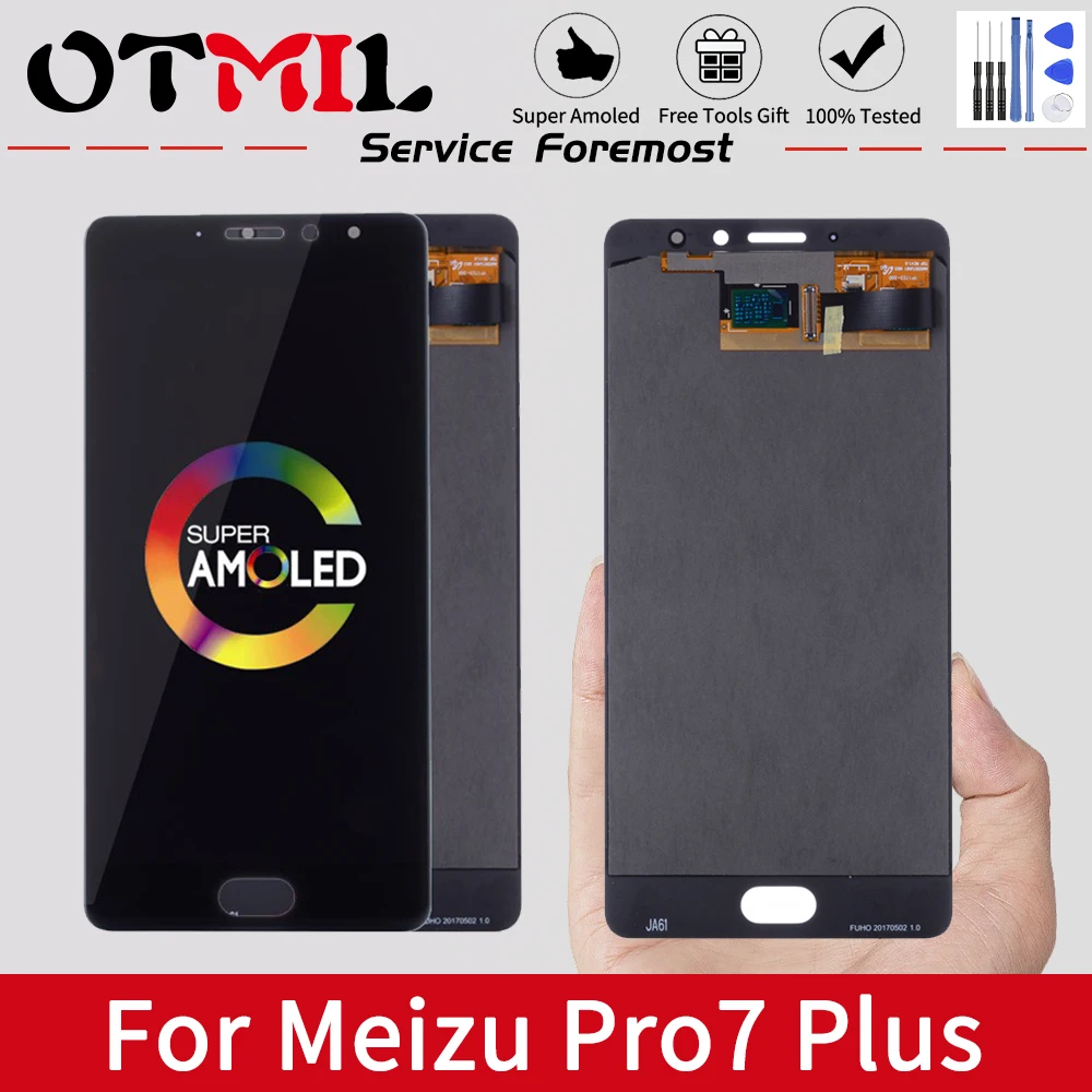 OTMIL 5 7 &quotAMOLED для Meizu Pro Plus Дисплей сенсорный Экран рамка MEIZU PRO7 плюс мобильный